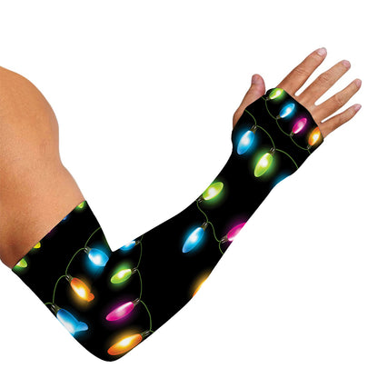Colorful Christmas Lights Print Sun Protection Arm Sleeves