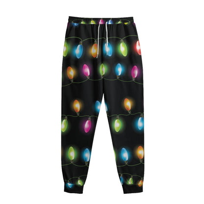 Colorful Christmas Lights Print Sweatpants
