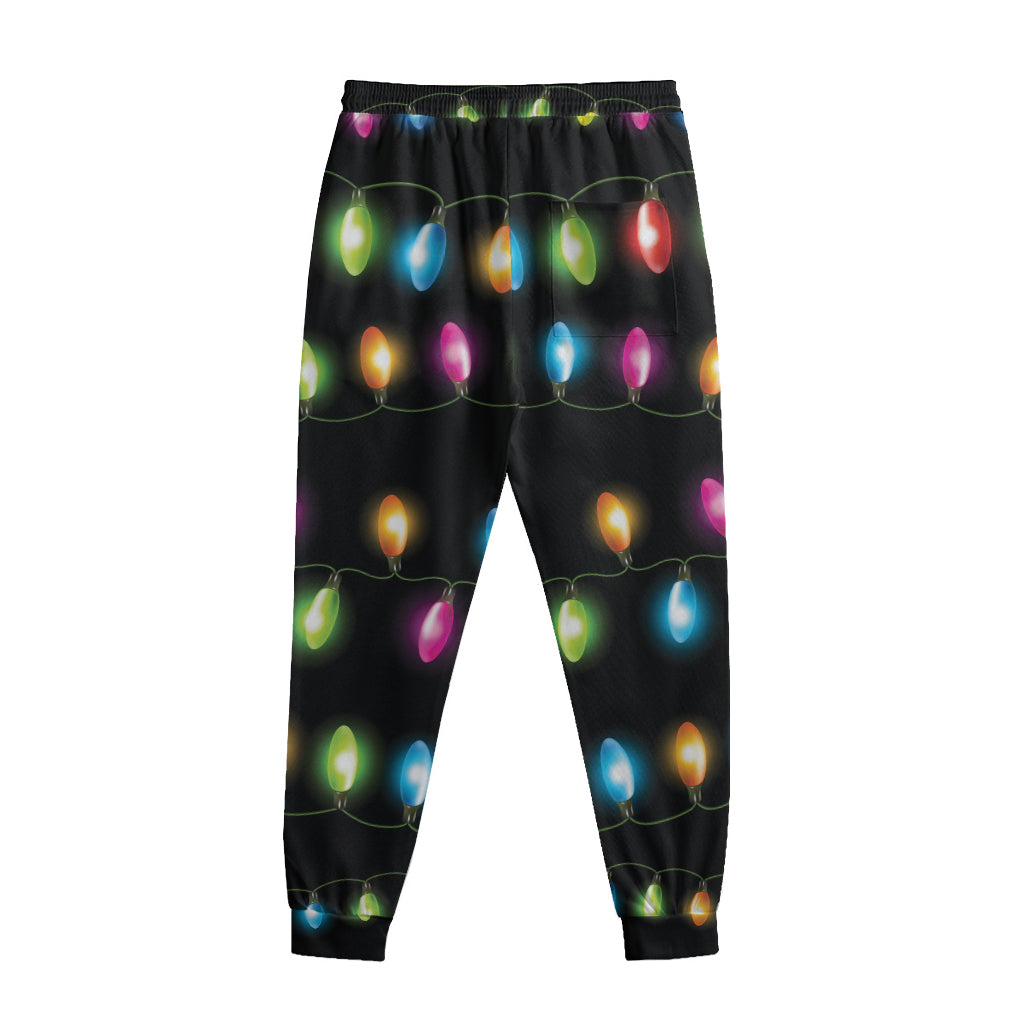Colorful Christmas Lights Print Sweatpants