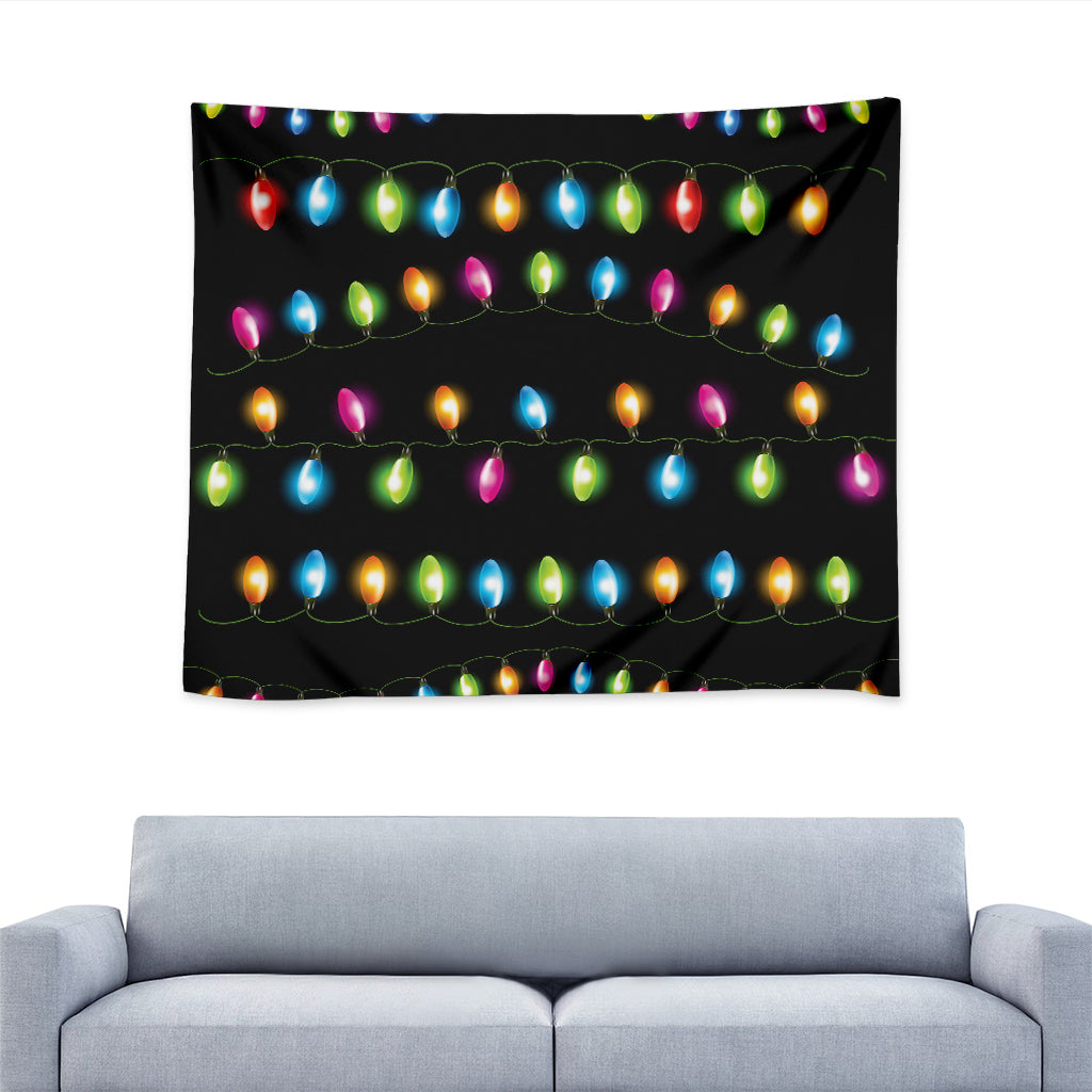 Colorful Christmas Lights Print Tapestry