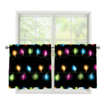 Colorful Christmas Lights Print Tier Curtains