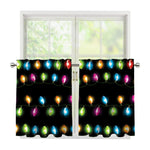 Colorful Christmas Lights Print Tier Curtains