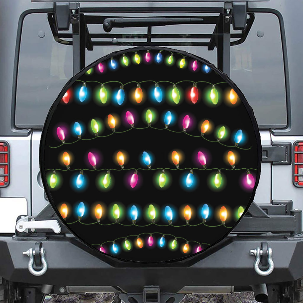 Colorful Christmas Lights Print Tire Cover