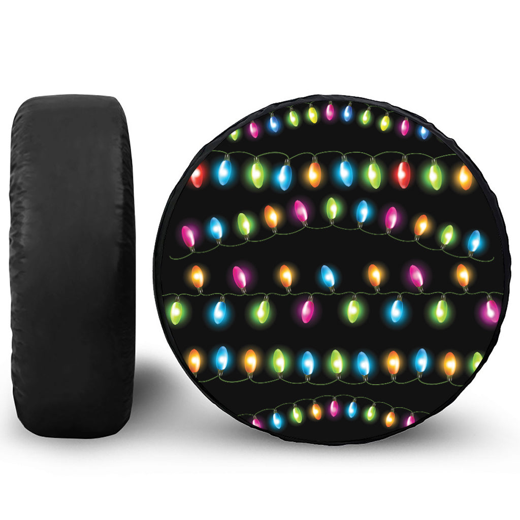 Colorful Christmas Lights Print Tire Cover