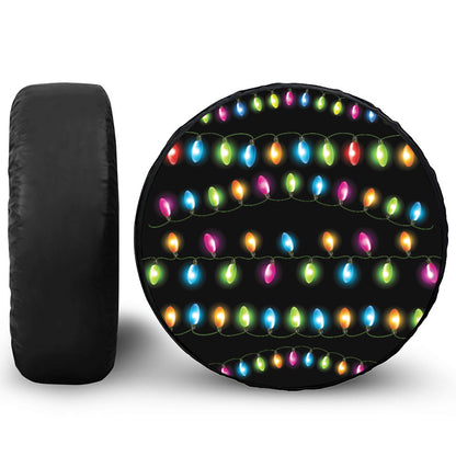 Colorful Christmas Lights Print Tire Cover