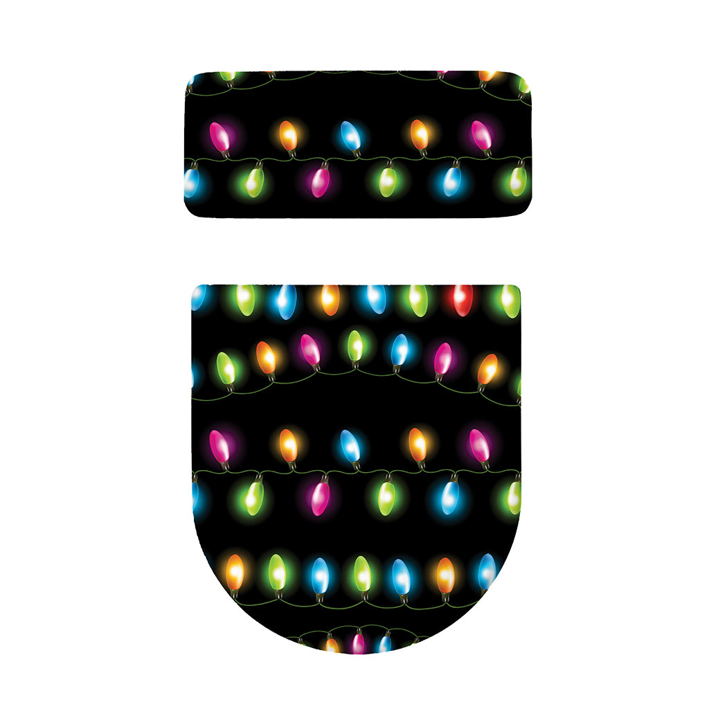 Colorful Christmas Lights Print Toilet Lid And Tank Cover Set