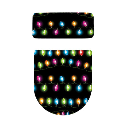 Colorful Christmas Lights Print Toilet Lid And Tank Cover Set