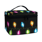 Colorful Christmas Lights Print Travel Makeup Bag