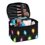 Colorful Christmas Lights Print Travel Makeup Bag