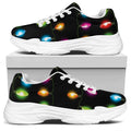Colorful Christmas Lights Print White Chunky Shoes