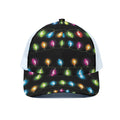 Colorful Christmas Lights Print White Mesh Trucker Hat
