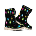 Colorful Christmas Lights Print Winter Boots