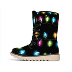 Colorful Christmas Lights Print Winter Boots