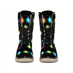 Colorful Christmas Lights Print Winter Boots