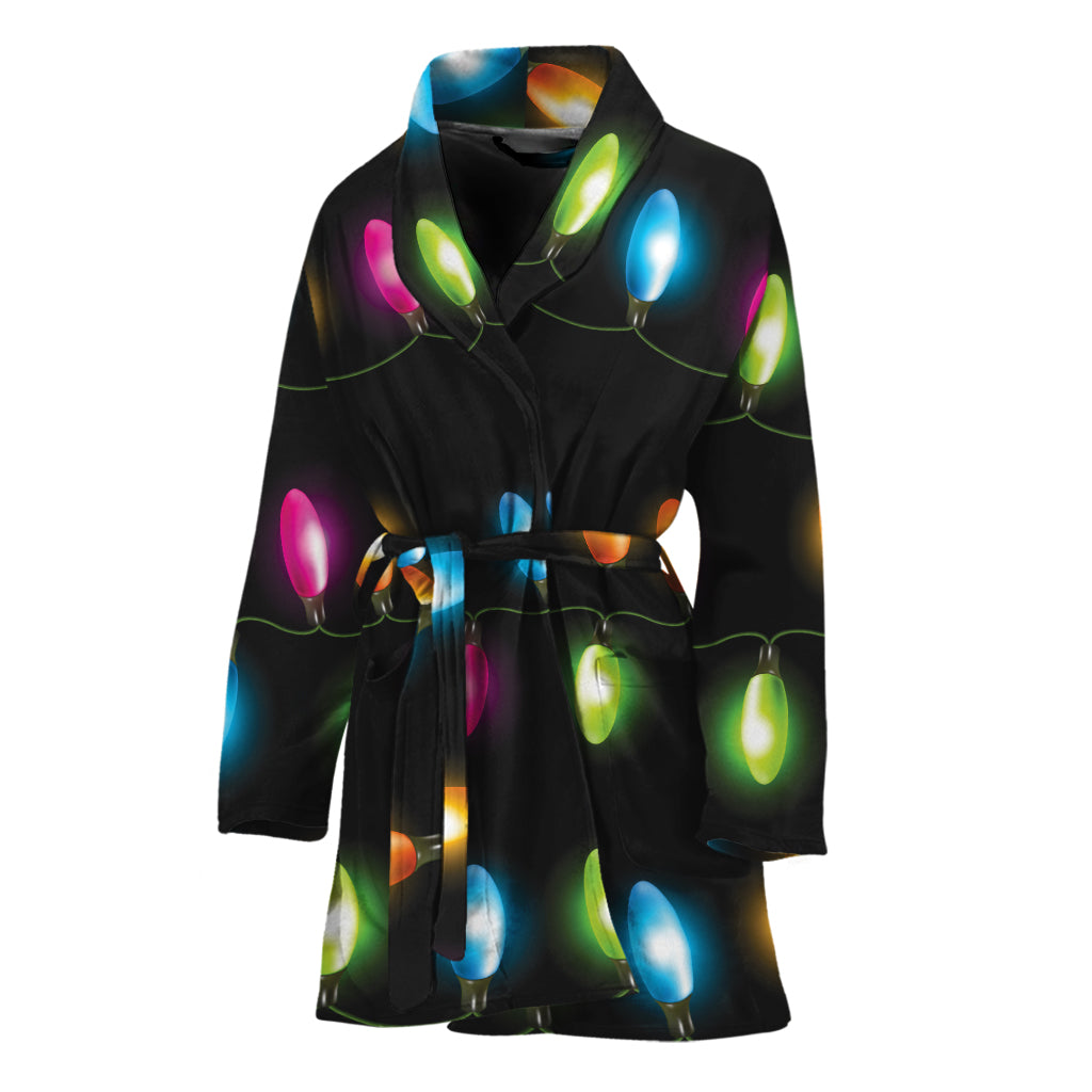 Colorful Christmas Lights Print Women's Bathrobe
