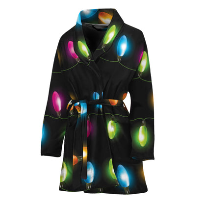 Colorful Christmas Lights Print Women's Bathrobe