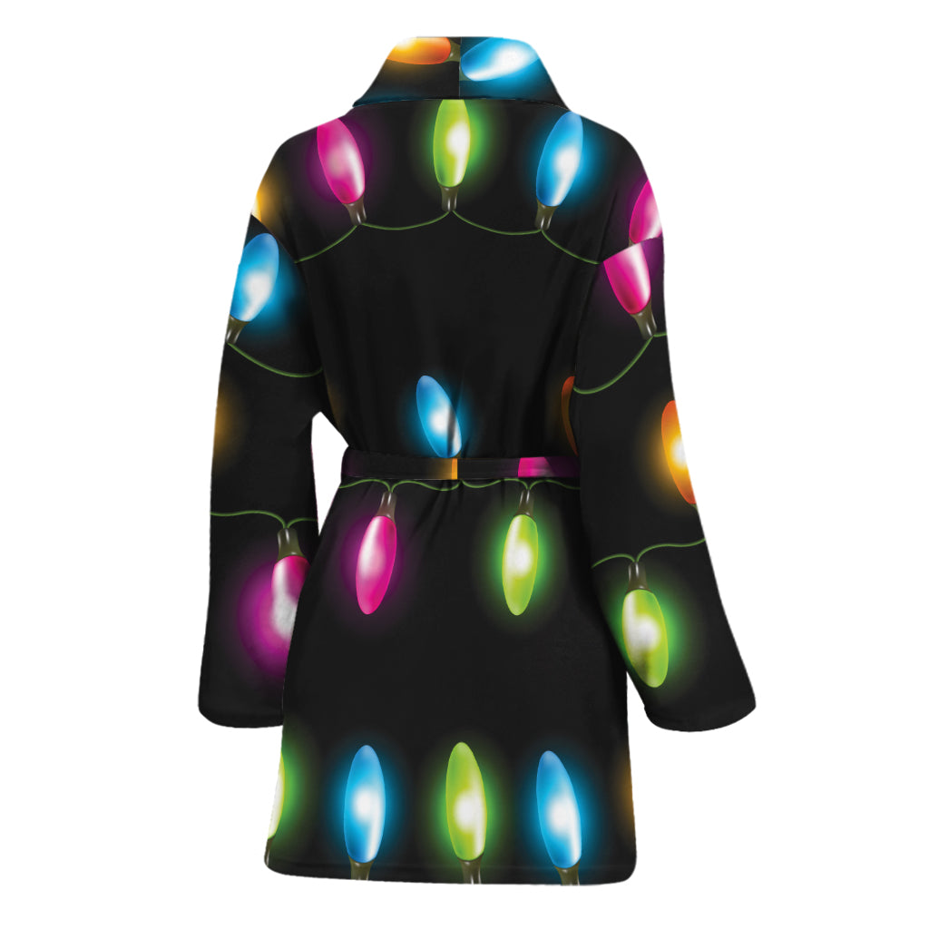 Colorful Christmas Lights Print Women's Bathrobe