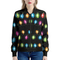 Colorful Christmas Lights Print Women's Bomber Jacket