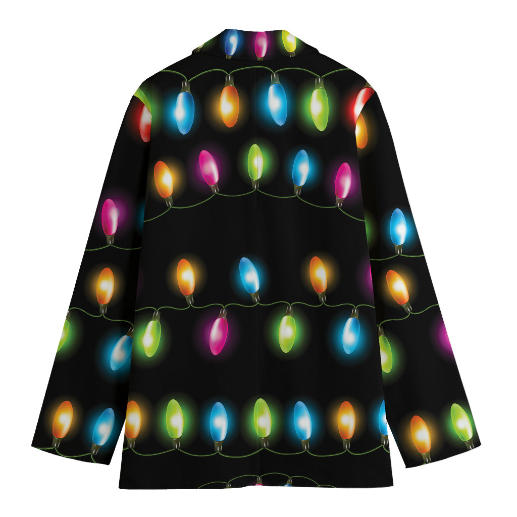 Colorful Christmas Lights Print Women's Cotton Blazer