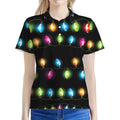 Colorful Christmas Lights Print Women's Polo Shirt