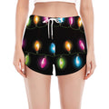 Colorful Christmas Lights Print Women's Split Running Shorts