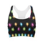 Colorful Christmas Lights Print Women's Sports Bra