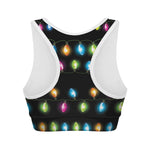 Colorful Christmas Lights Print Women's Sports Bra