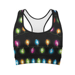Colorful Christmas Lights Print Women's Sports Bra
