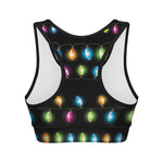 Colorful Christmas Lights Print Women's Sports Bra