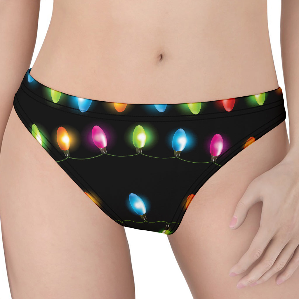 Colorful Christmas Lights Print Women's Thong