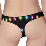 Colorful Christmas Lights Print Women's Thong