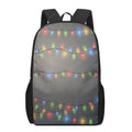 Colorful Christmas String Lights Print 17 Inch Backpack