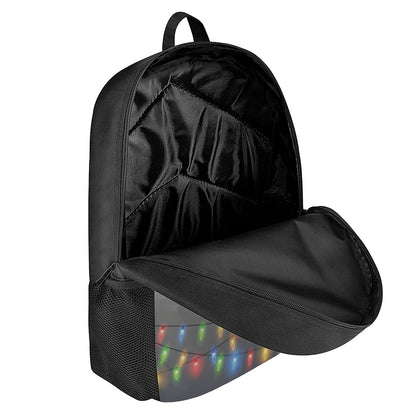 Colorful Christmas String Lights Print 17 Inch Backpack