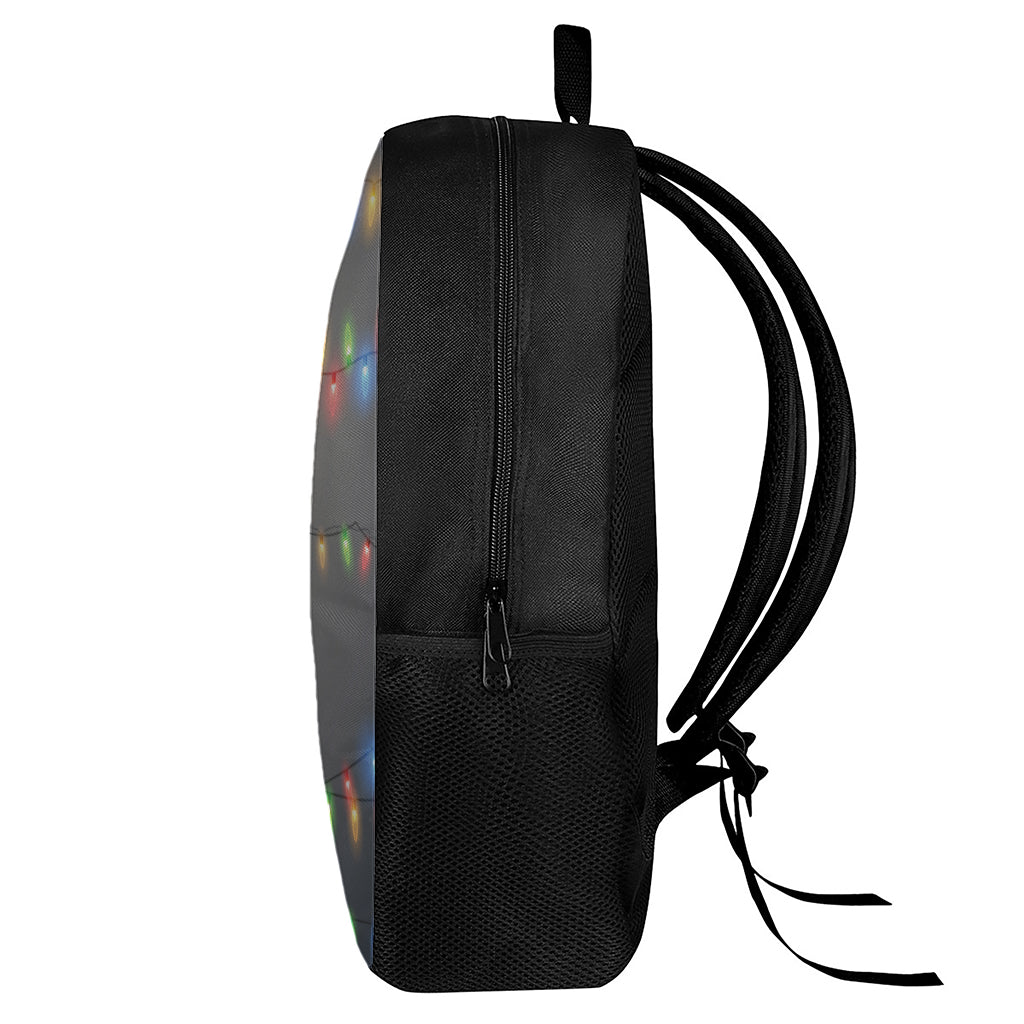 Colorful Christmas String Lights Print 17 Inch Backpack