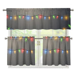 Colorful Christmas String Lights Print 3 Piece Kitchen Curtains