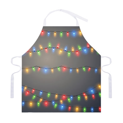 Colorful Christmas String Lights Print Adjustable Apron