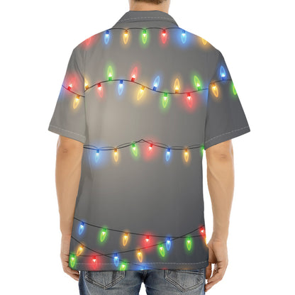Colorful Christmas String Lights Print Aloha Shirt