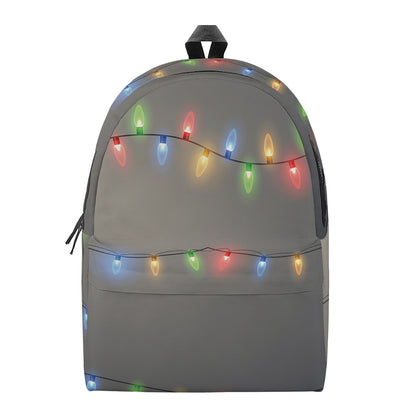 Colorful Christmas String Lights Print Backpack