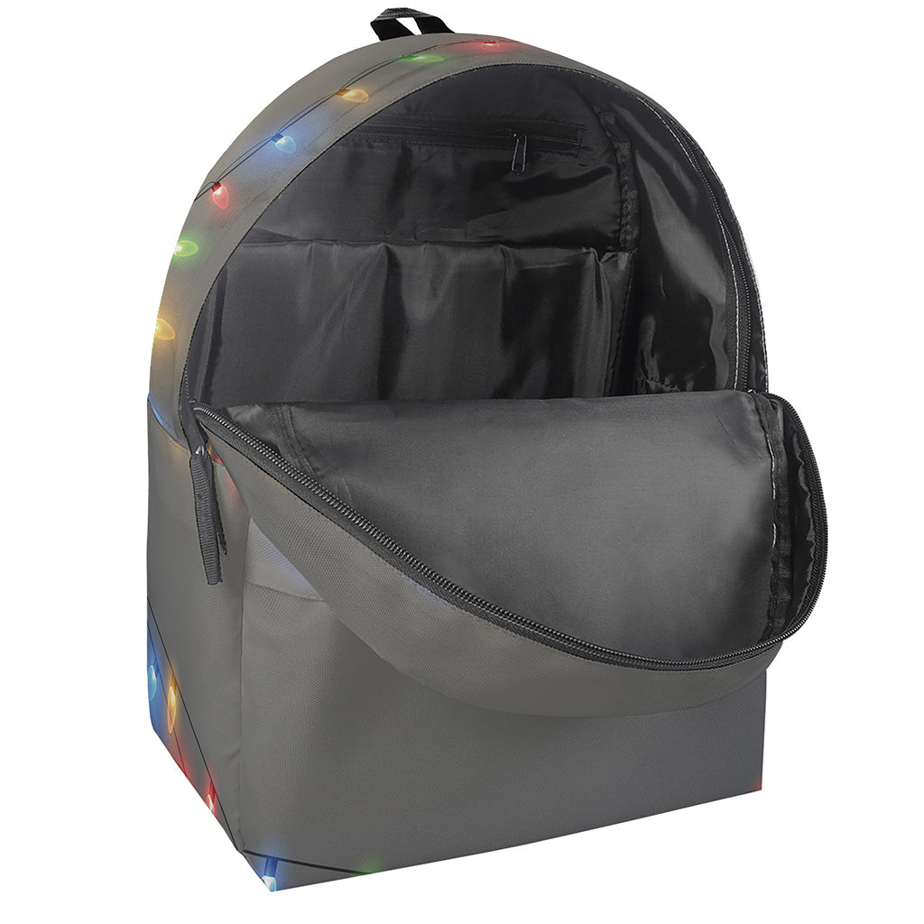 Colorful Christmas String Lights Print Backpack