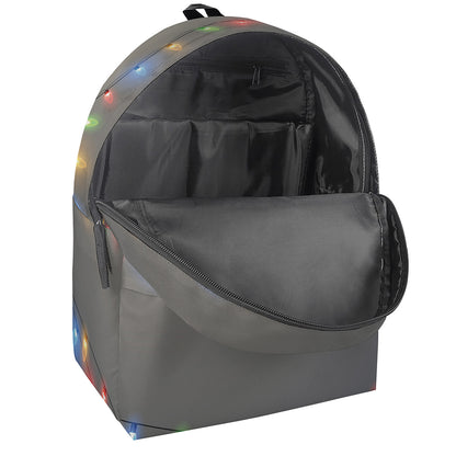 Colorful Christmas String Lights Print Backpack