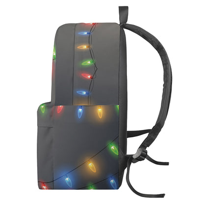 Colorful Christmas String Lights Print Backpack