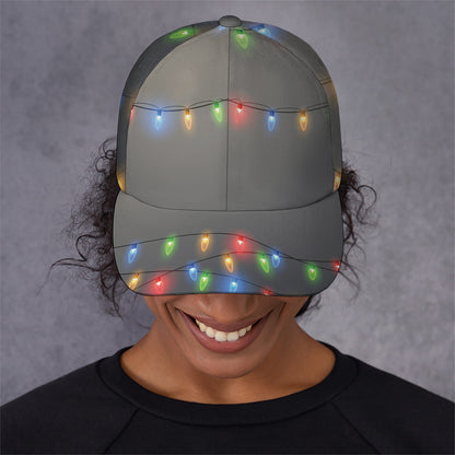 Colorful Christmas String Lights Print Baseball Cap