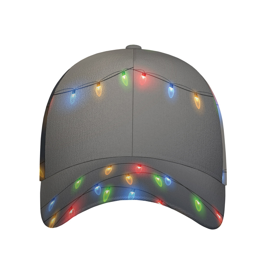 Colorful Christmas String Lights Print Baseball Cap