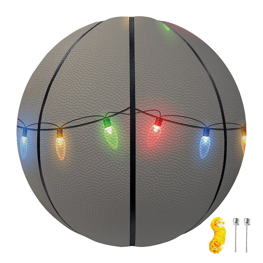 Colorful Christmas String Lights Print Basketball
