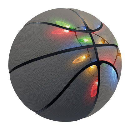 Colorful Christmas String Lights Print Basketball