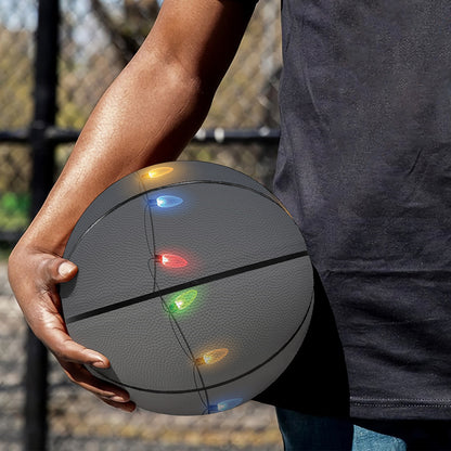 Colorful Christmas String Lights Print Basketball