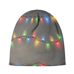 Colorful Christmas String Lights Print Beanie