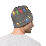 Colorful Christmas String Lights Print Beanie