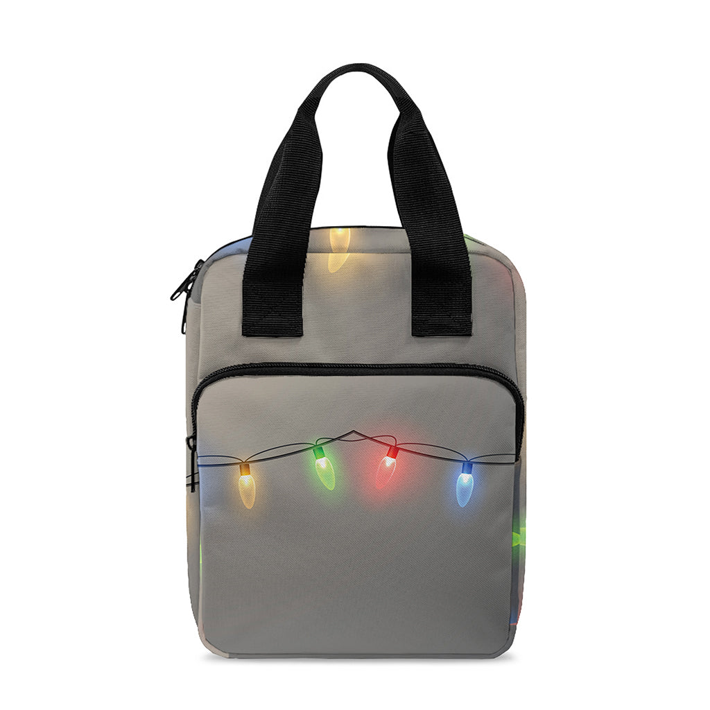 Colorful Christmas String Lights Print Bible Tote Bag