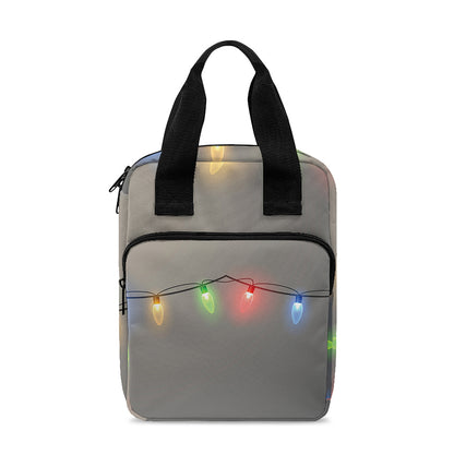 Colorful Christmas String Lights Print Bible Tote Bag
